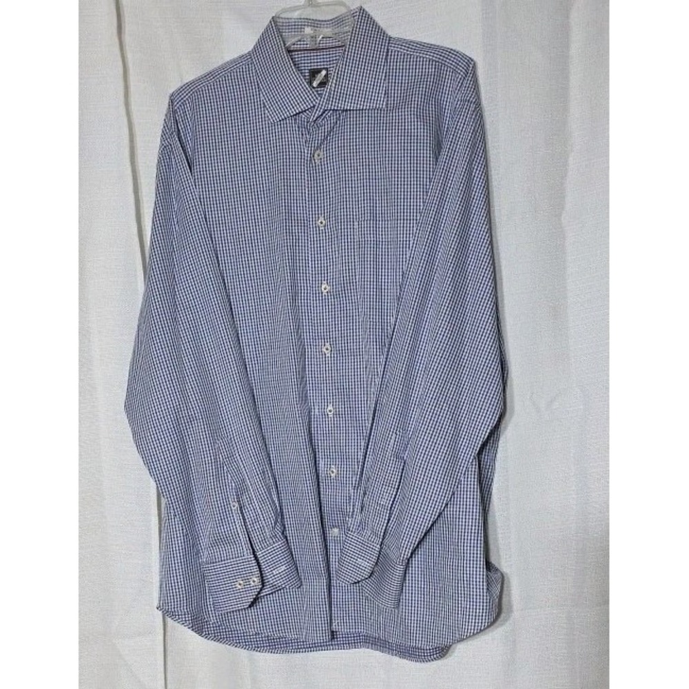 Peter Millar Nanoluxe Button Down XLarge Shirt Mens Purple Plaid Preppy Classic